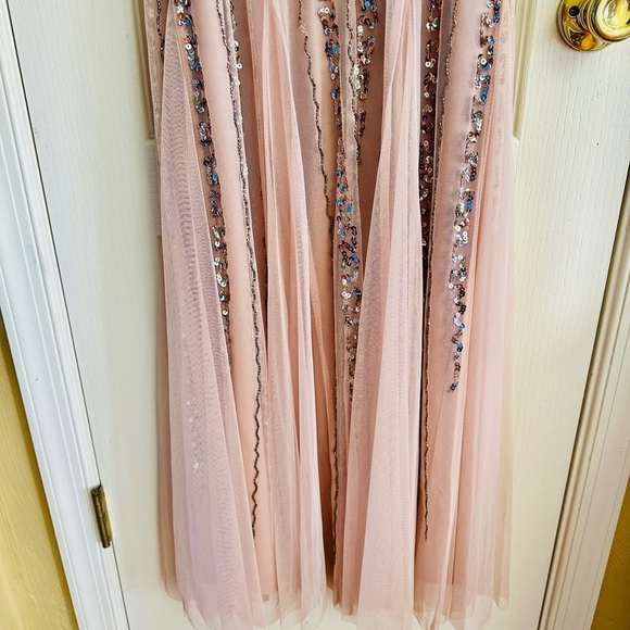 Bloomingdale’s Marina Strappy GATSBY BEADED A-LINE GOWN IN BLUSH - Picture 12 of 14